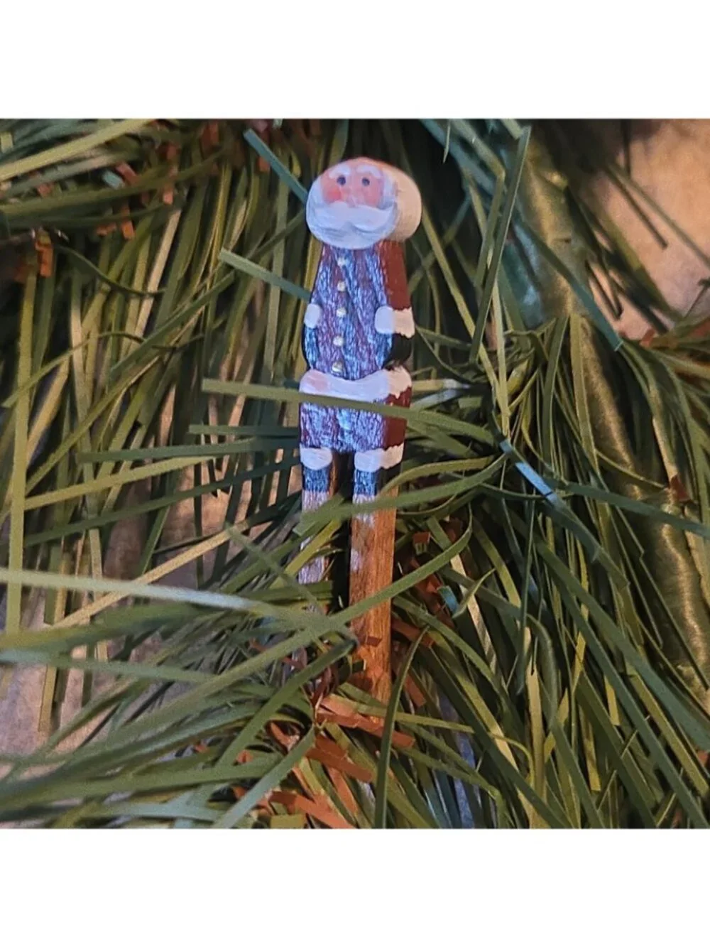 Small Santa Clothespin Ornament Hand Painted 2.5